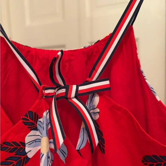 Girls Tommy Hilfiger Red Floral Sleeveless Fit Flare Dress 100% Cotton Size 12 - Picture 4 of 4